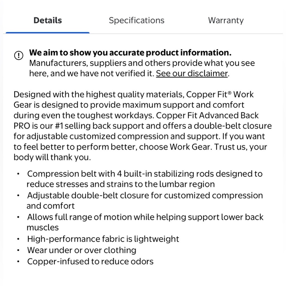 Copper Fit Black Back Pro Compression Support - Picture 3 of 4